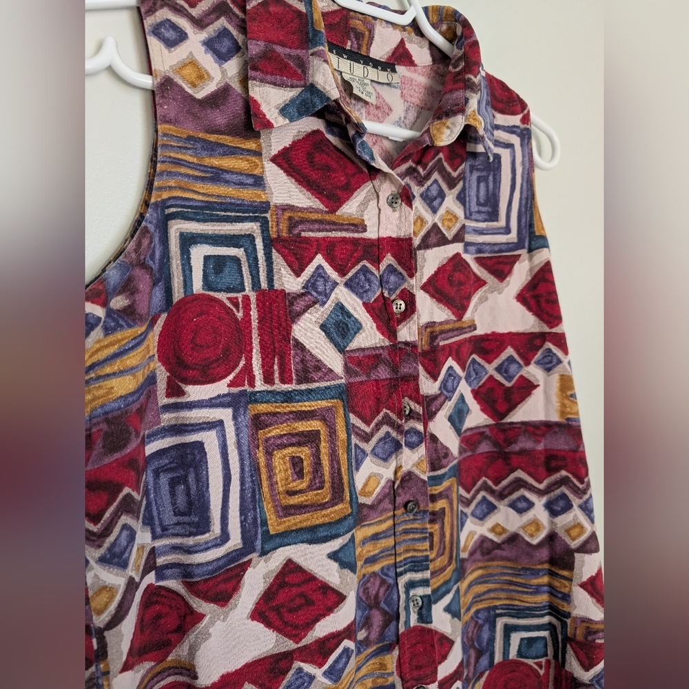 Vintage New York Studio 100% Silk Sleeveless Blouse